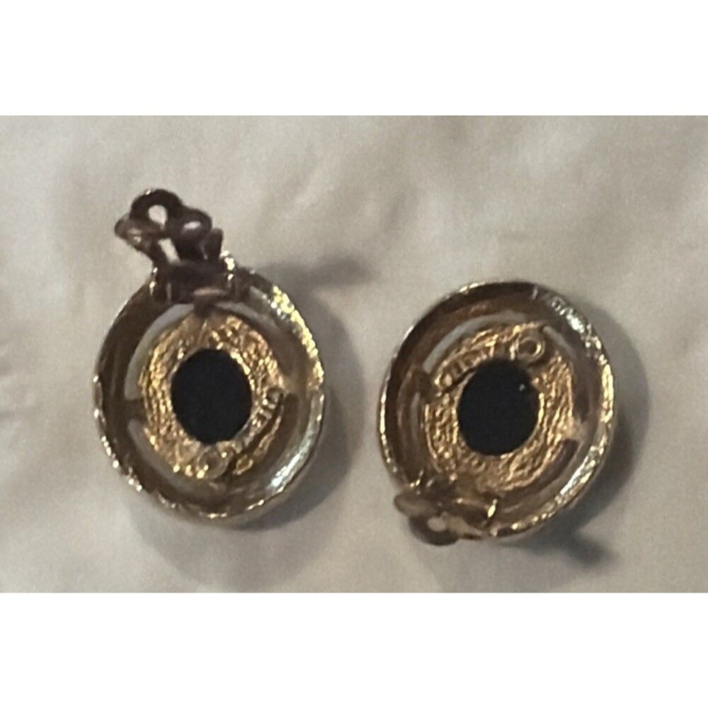 Vintage Panetta Clip On Earrings Gold Tone Rhinestones - Picture 4 of 4